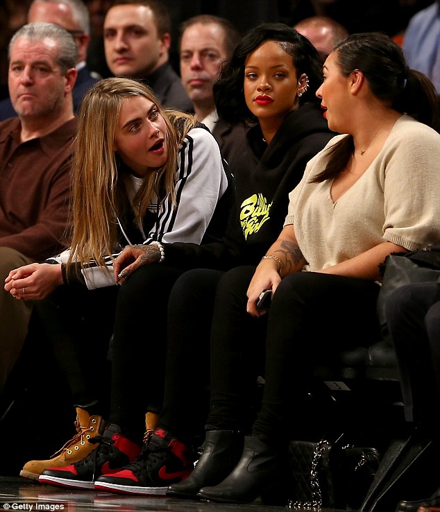 Cara Delevingne at a game between the Brooklyn Nets and the Atlanta Hawks