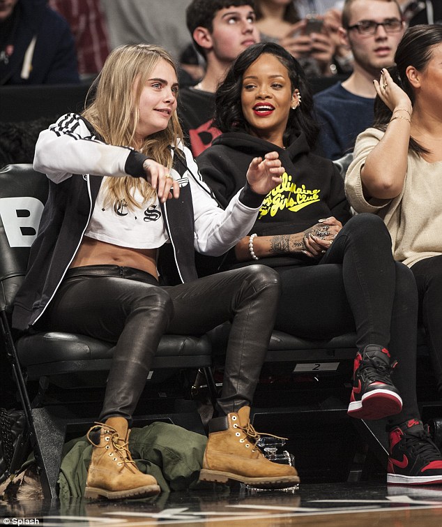 Cara Delevingne at a game between the Brooklyn Nets and the Atlanta Hawks