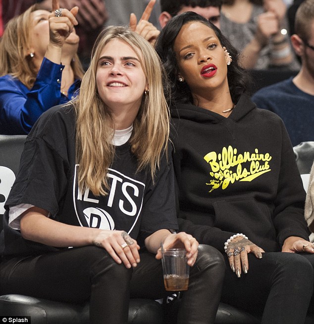 Cara Delevingne at a game between the Brooklyn Nets and the Atlanta Hawks