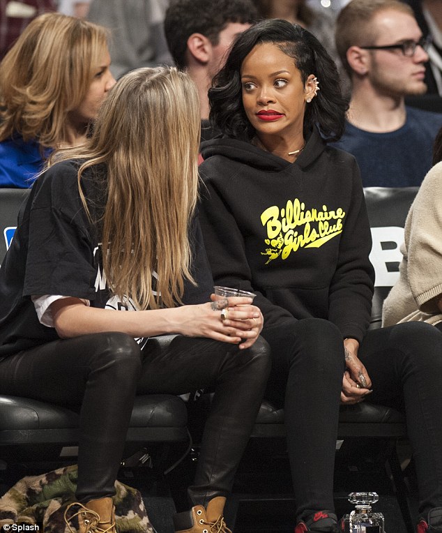 Cara Delevingne at a game between the Brooklyn Nets and the Atlanta Hawks