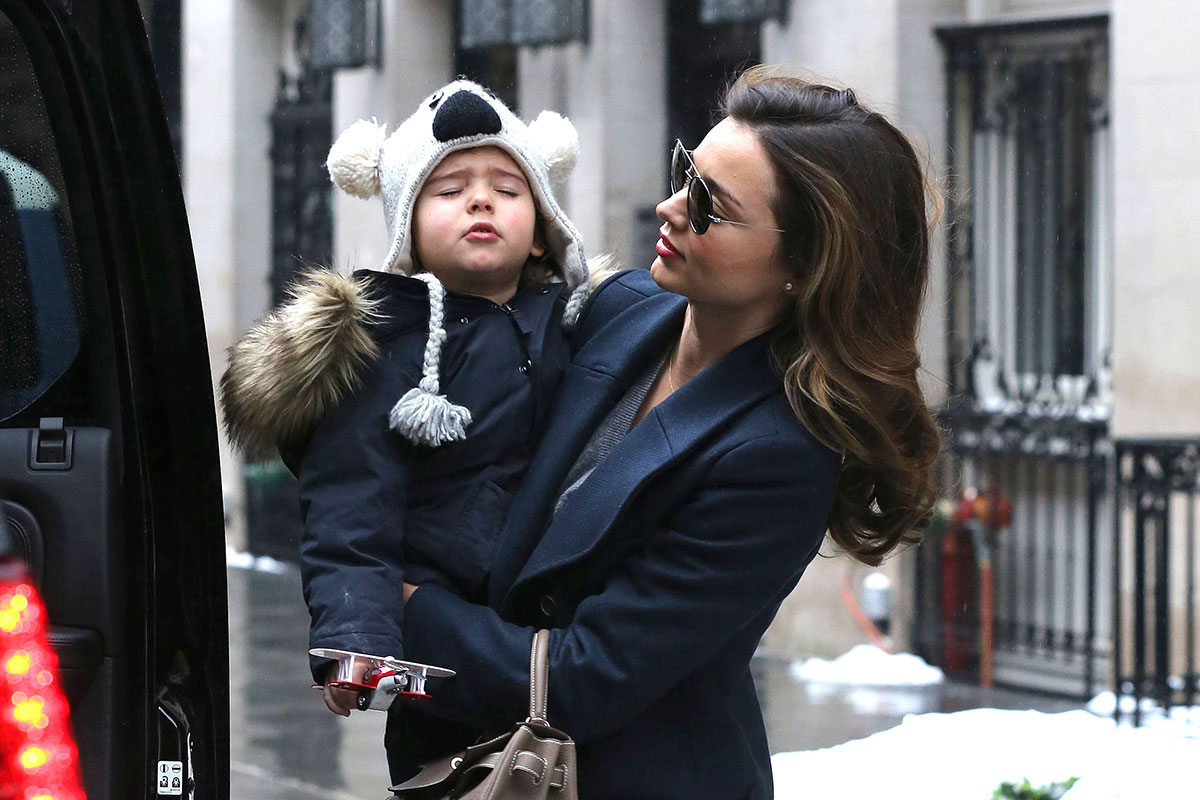 Miranda Kerr leaving Bloom’s house in leather pants