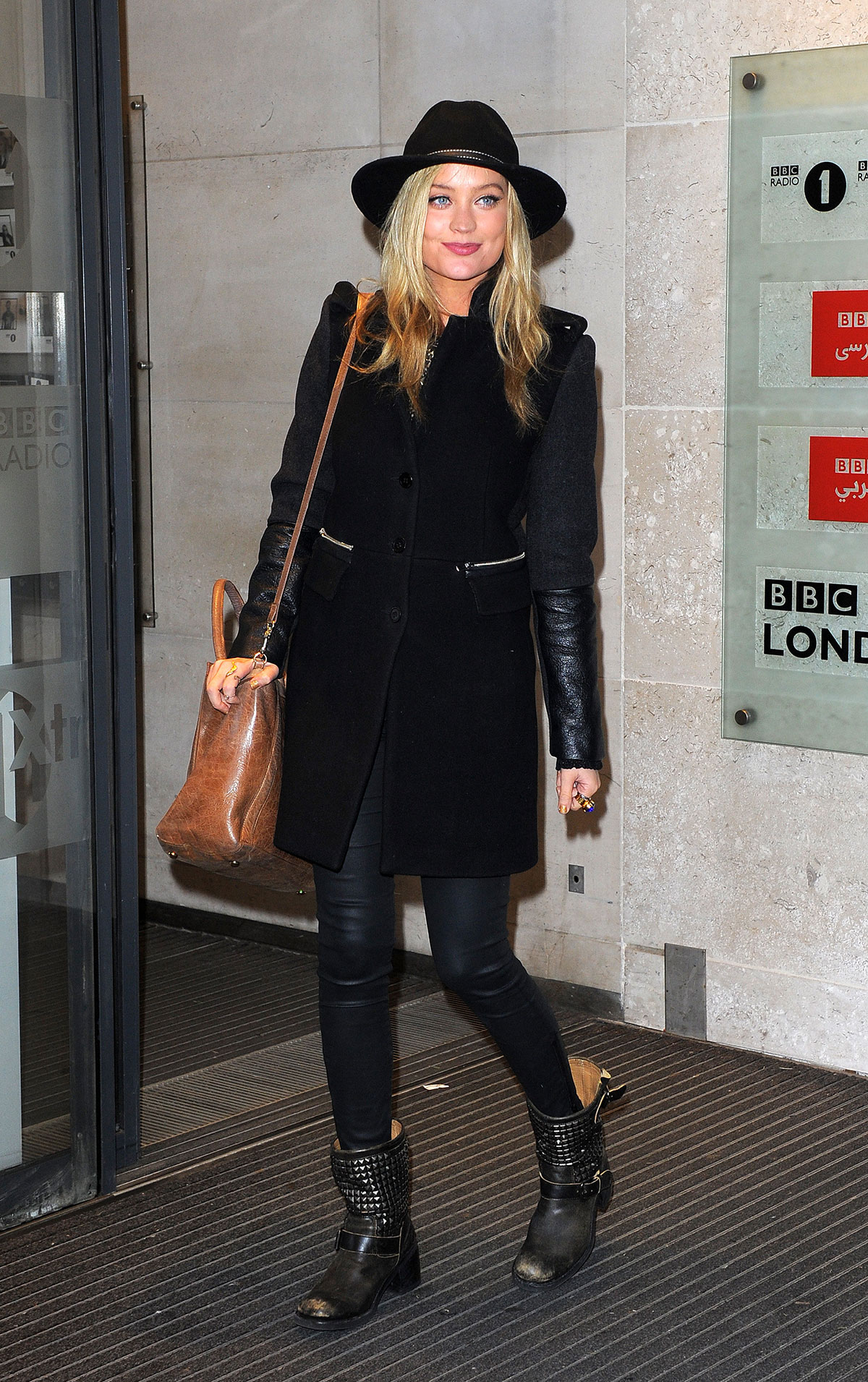 Laura Whitmore seen at the BBC Radio One Studios