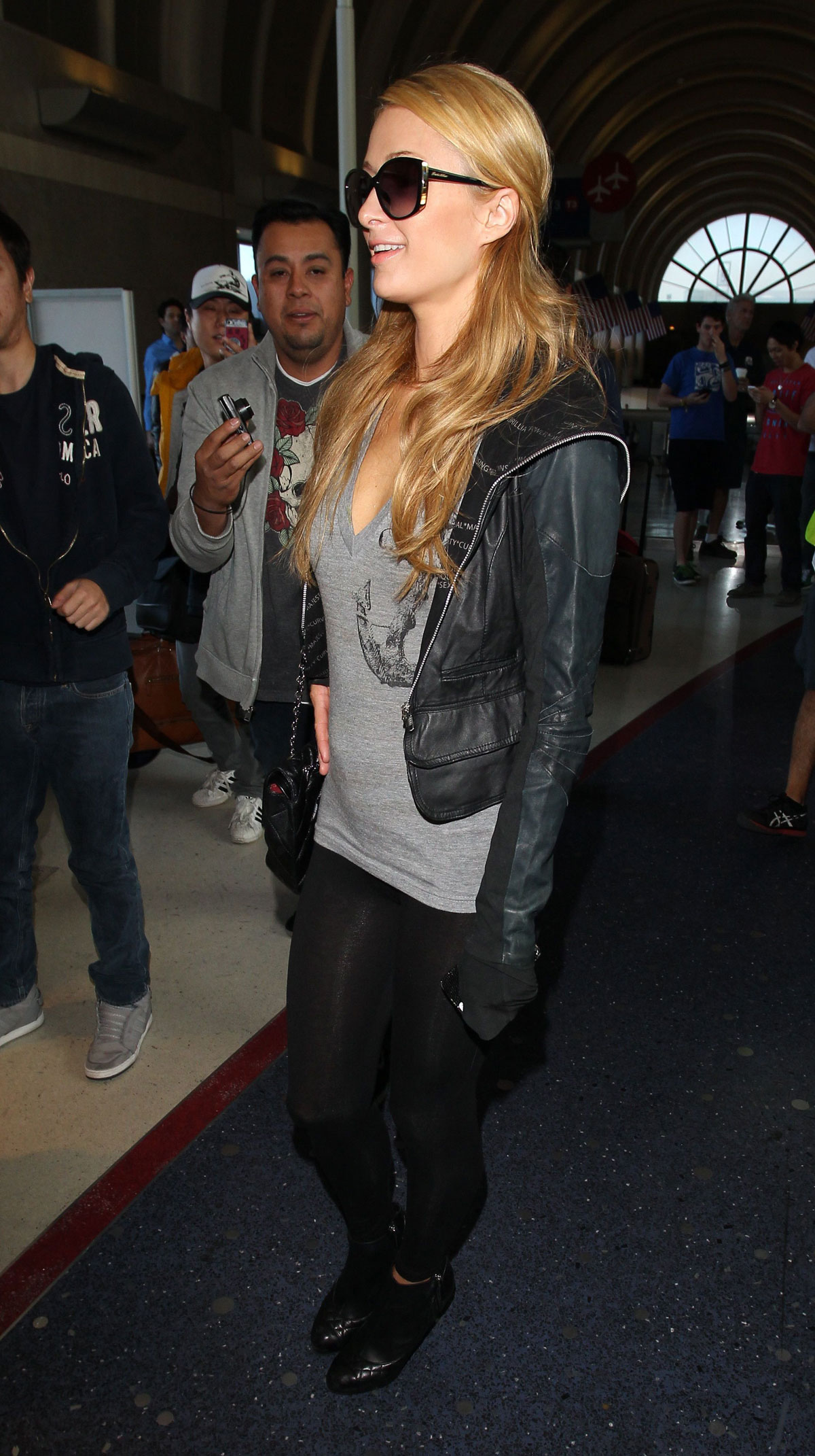 Paris Hilton arriving at LAX airport