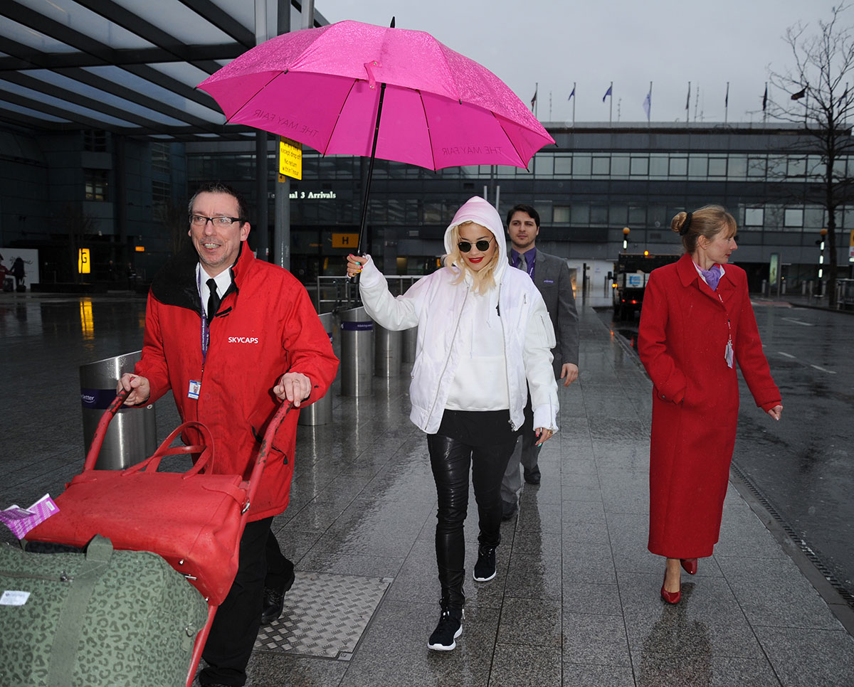 Rita Ora arrives at Heathrow Airport from LA