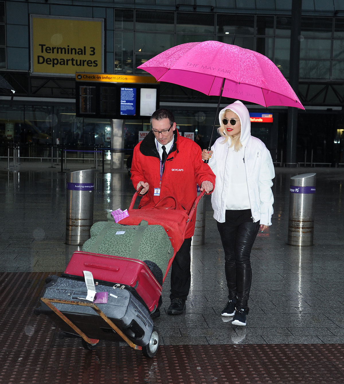 Rita Ora arrives at Heathrow Airport from LA
