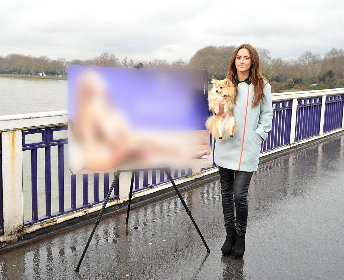 Lucy Watson unveils her anti-fur AD for PETA