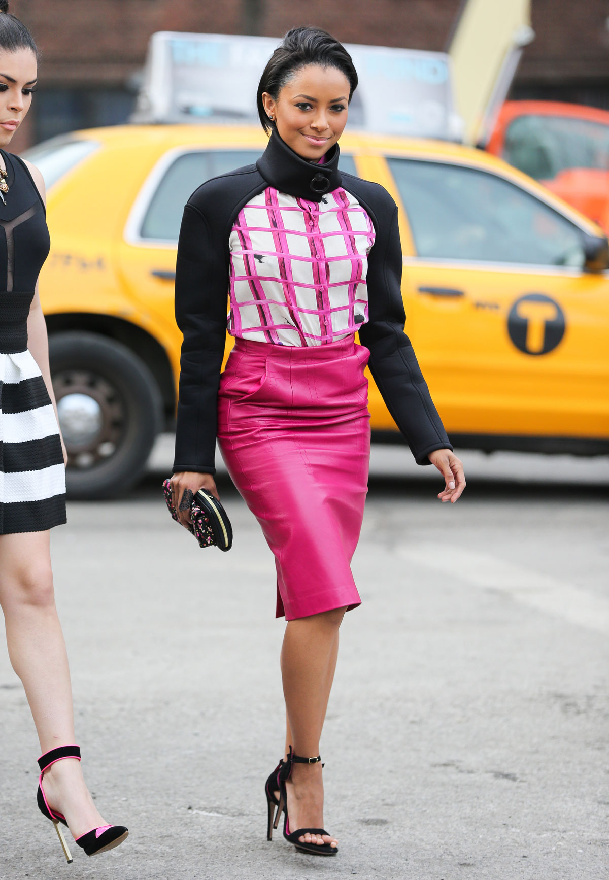 Kat Graham arrives at the Lincoln Center during NYFW