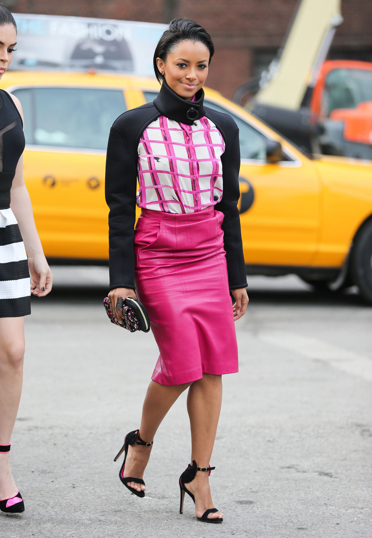 Kat Graham arrives at the Lincoln Center during NYFW