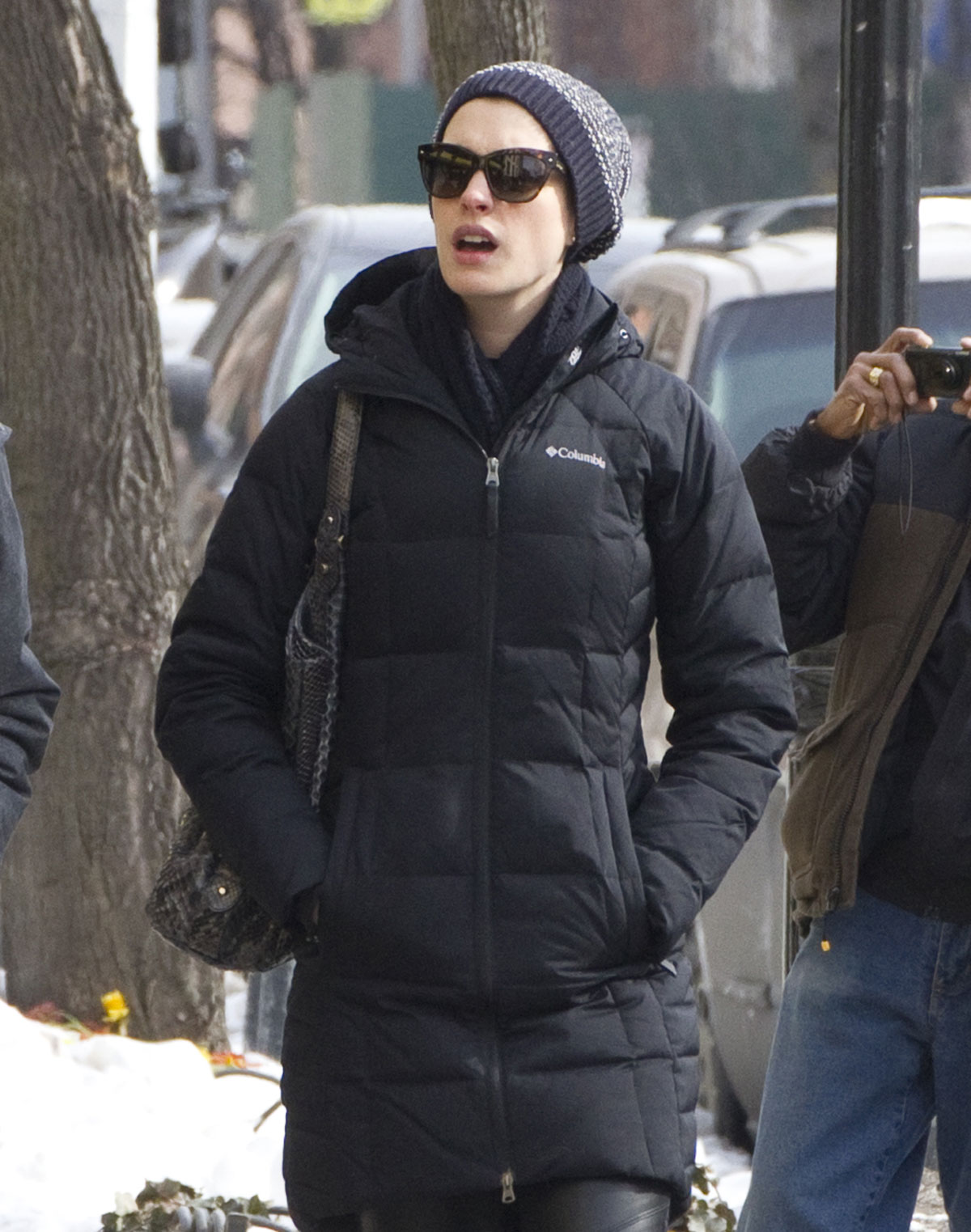 Anne Hathaway wraps up for brunch and shopping in Brooklyn