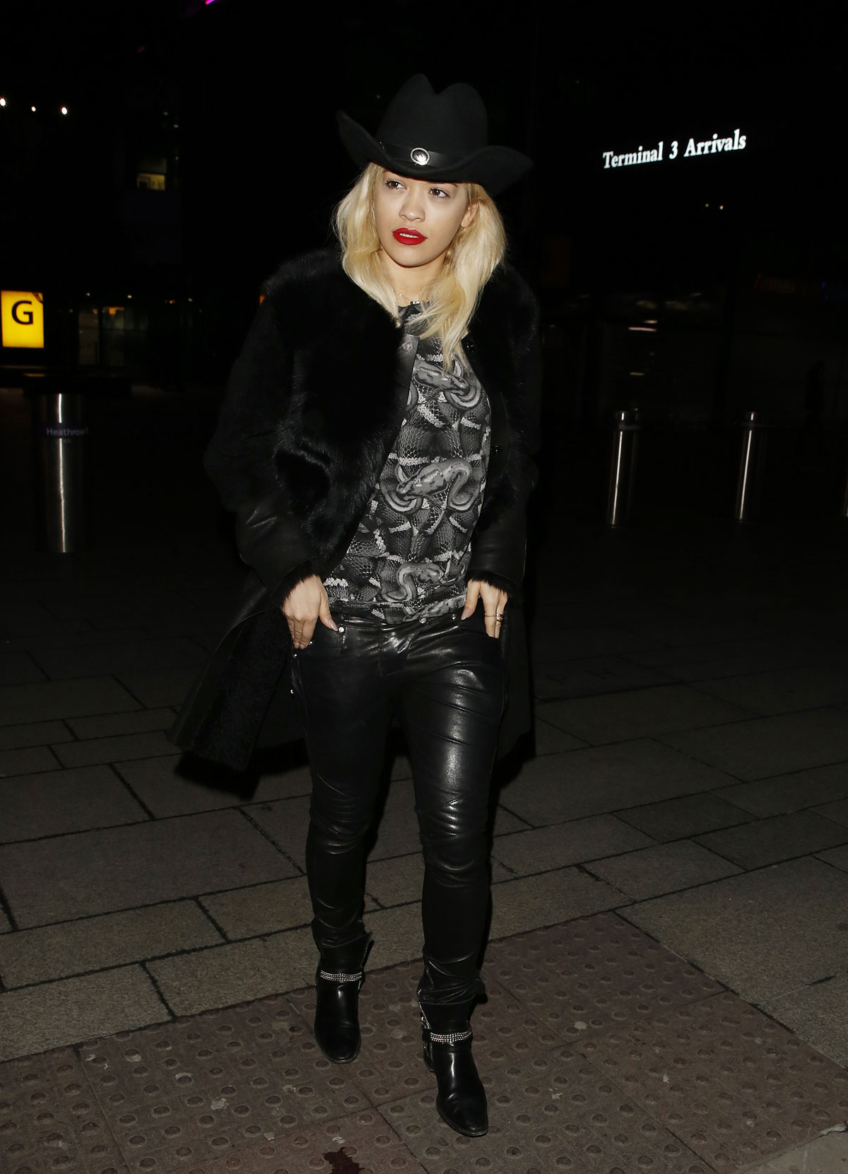 Rita Ora arrives at London Heathrow Airport