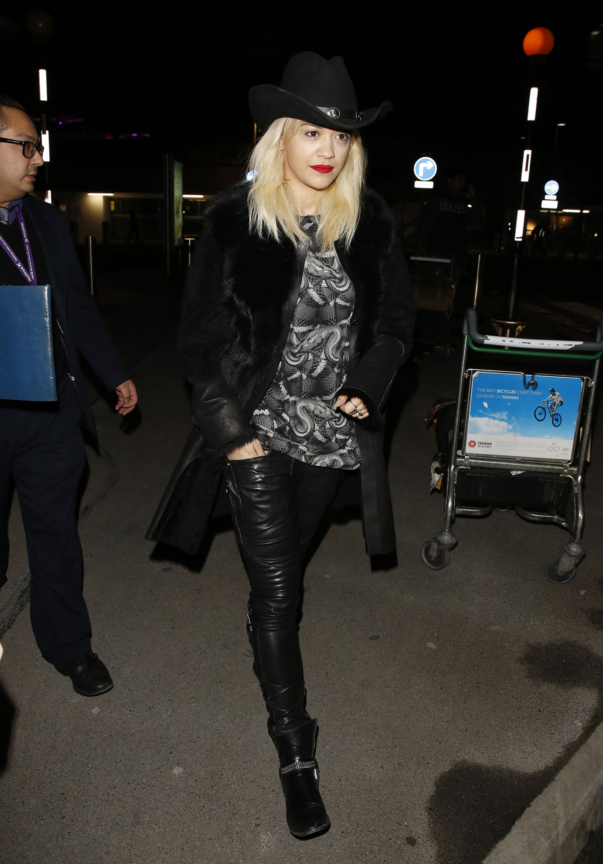 Rita Ora arrives at London Heathrow Airport