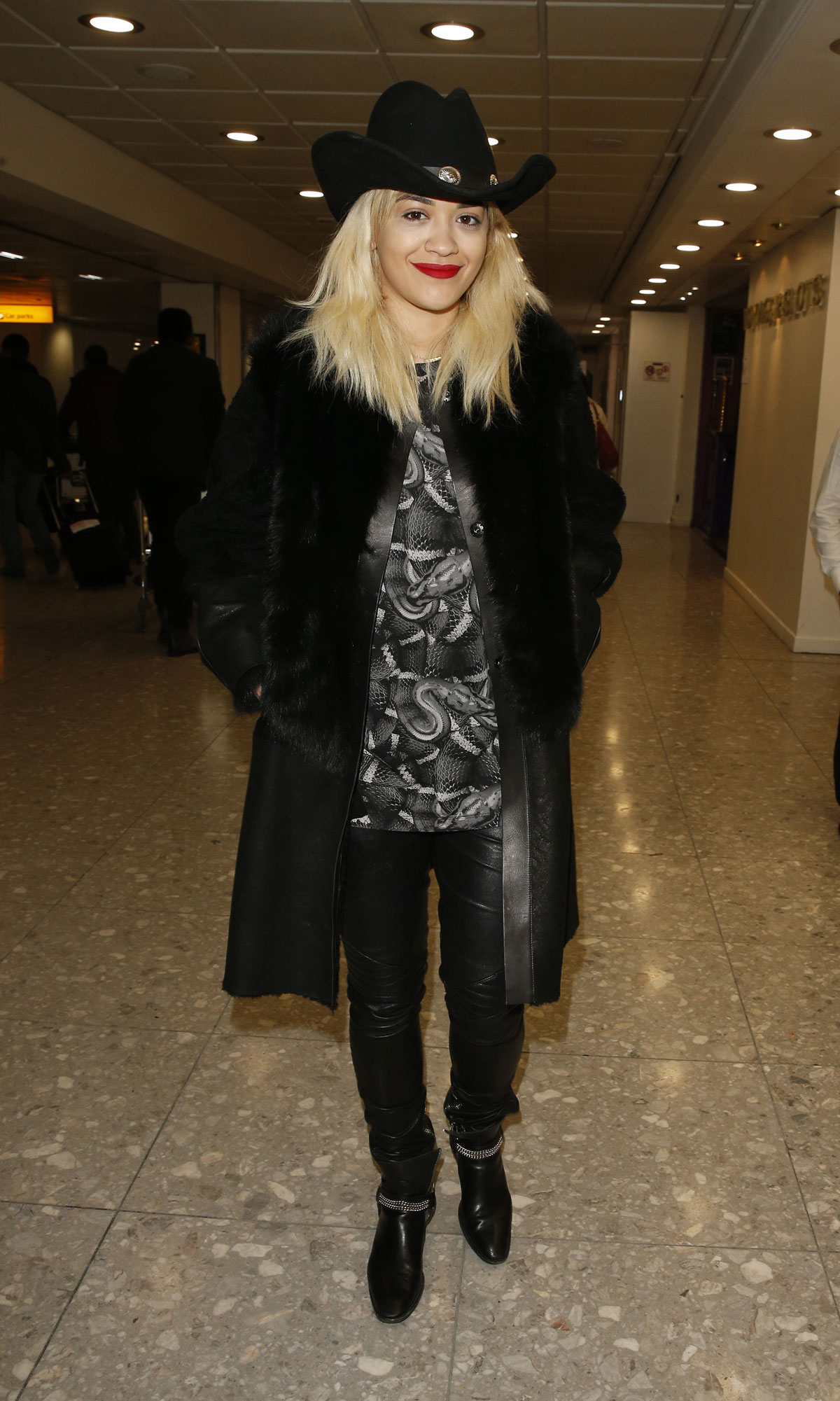 Rita Ora arrives at London Heathrow Airport