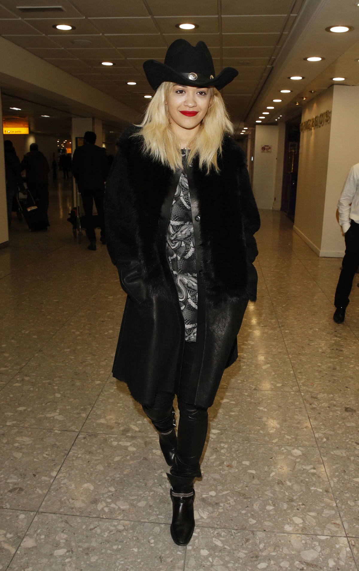 Rita Ora arrives at London Heathrow Airport