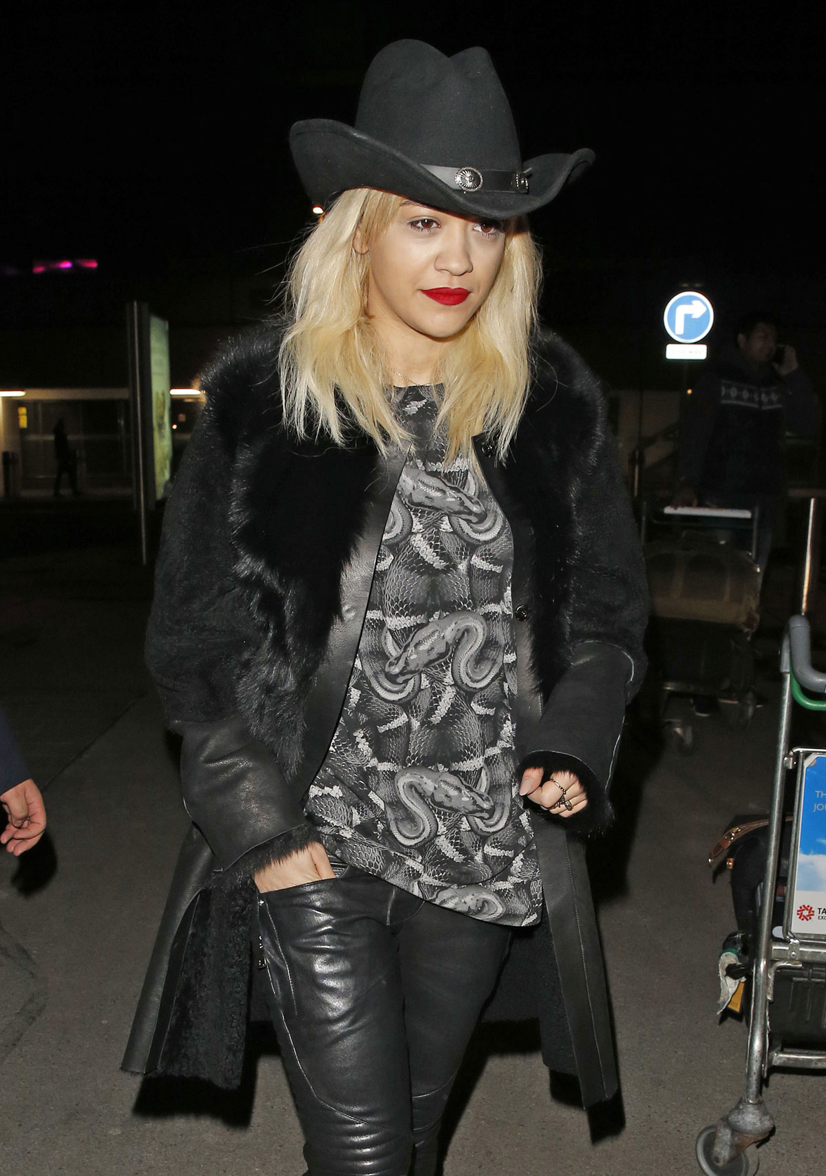 Rita Ora arrives at London Heathrow Airport