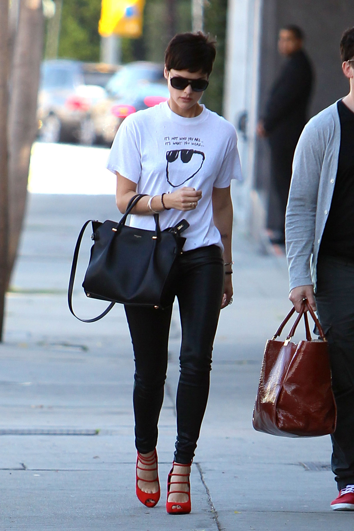 Jaimie Alexander arriving at a gym