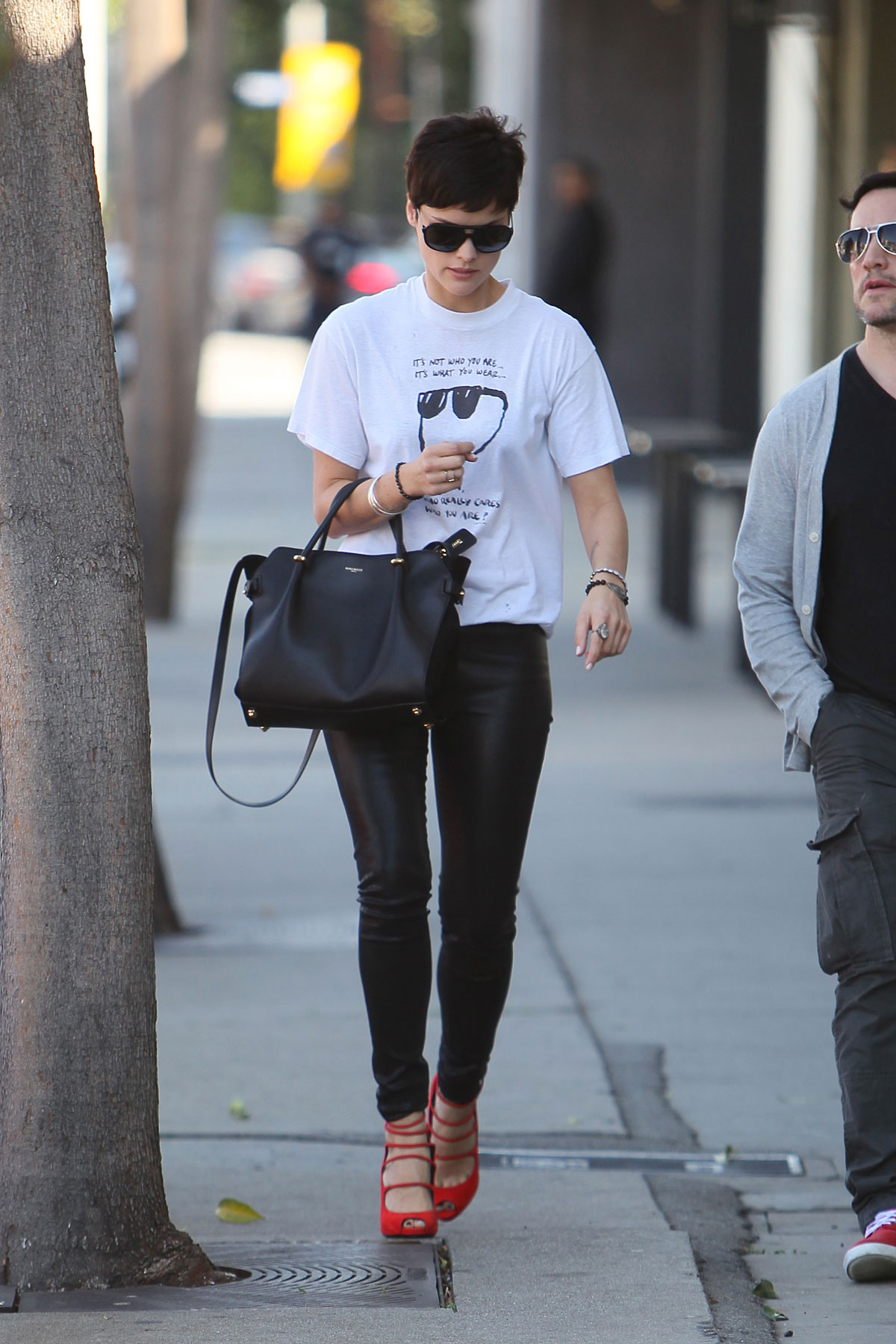 Jaimie Alexander arriving at a gym