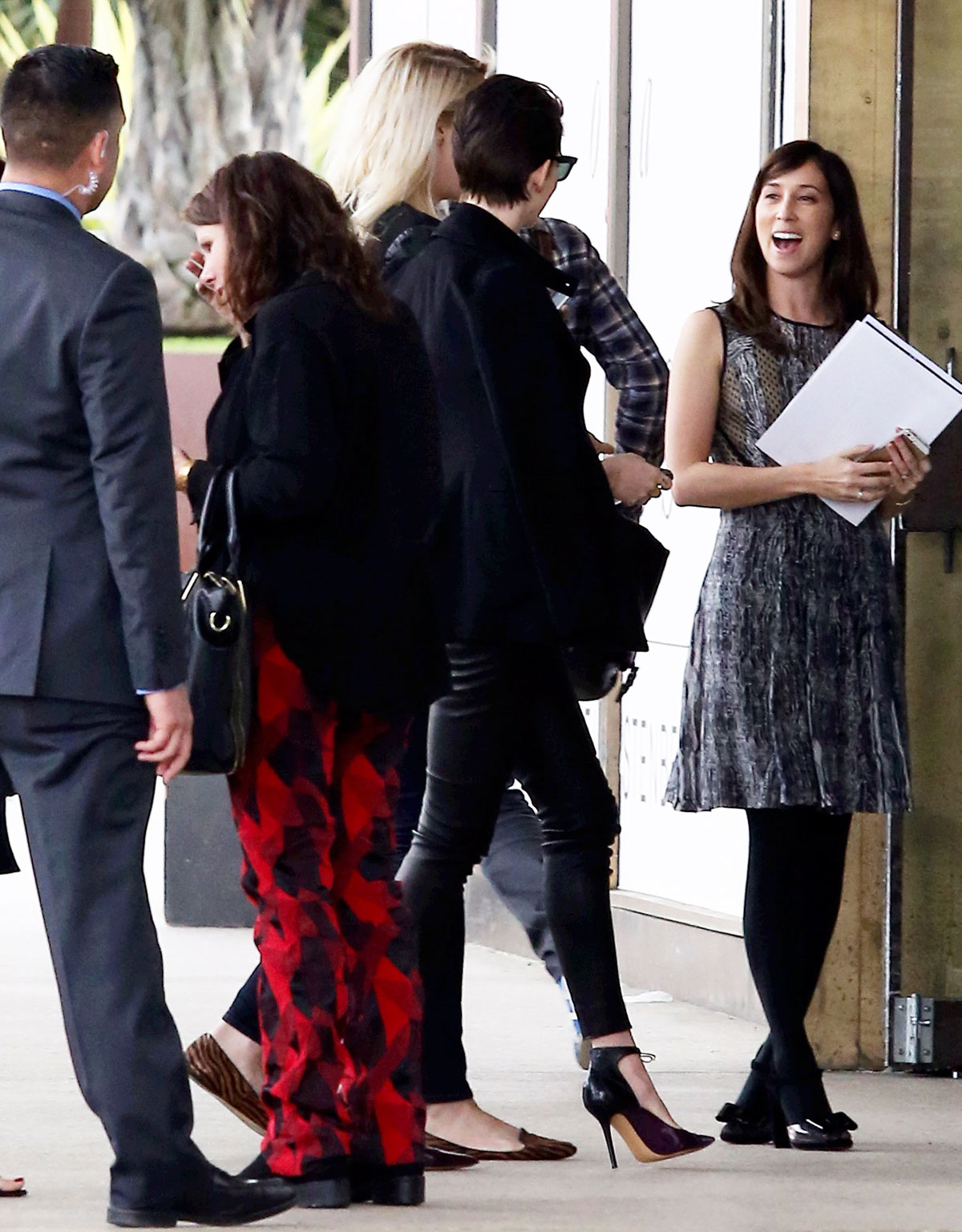 Anne Hathaway arriving at meeting in Culver City