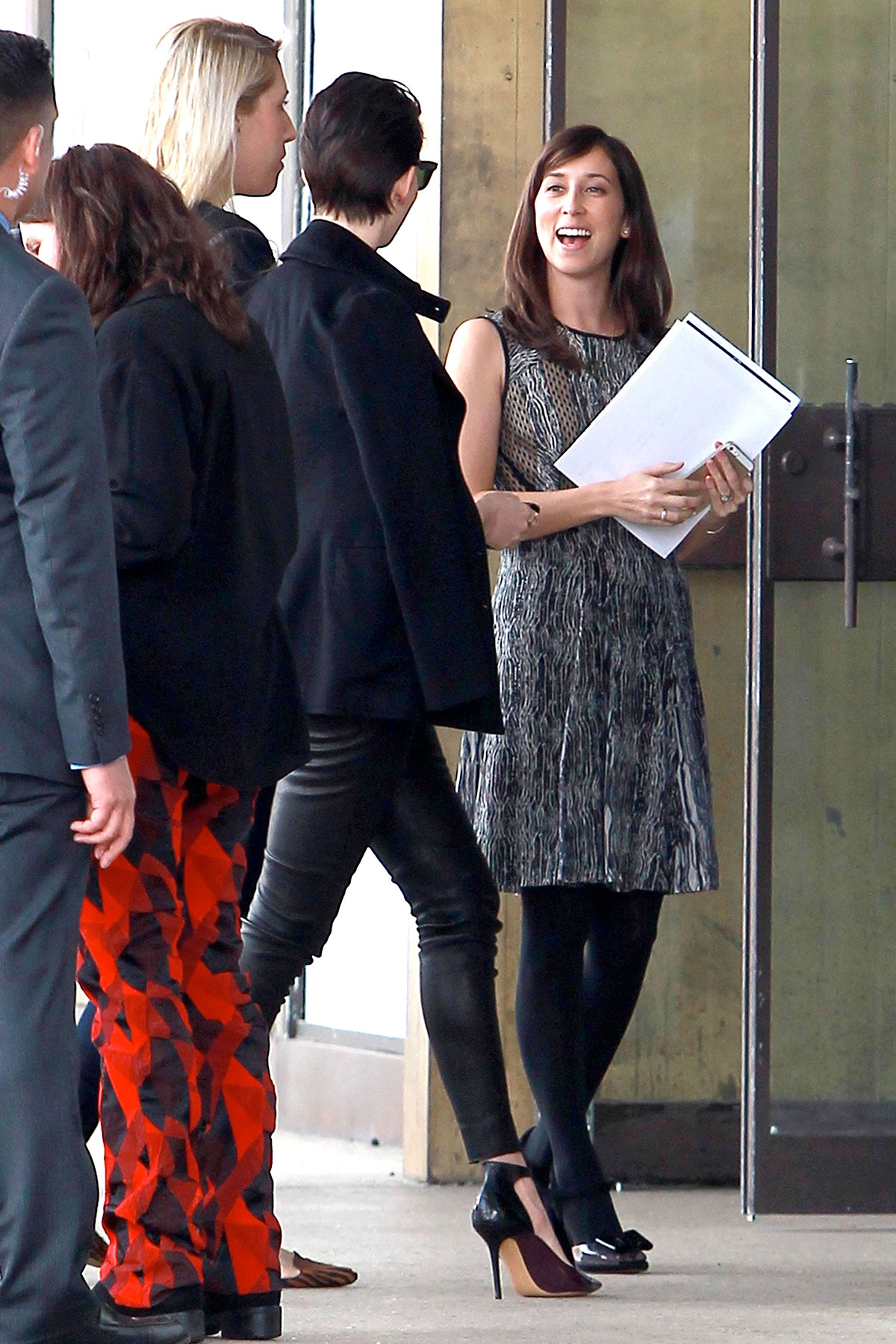 Anne Hathaway arriving at meeting in Culver City