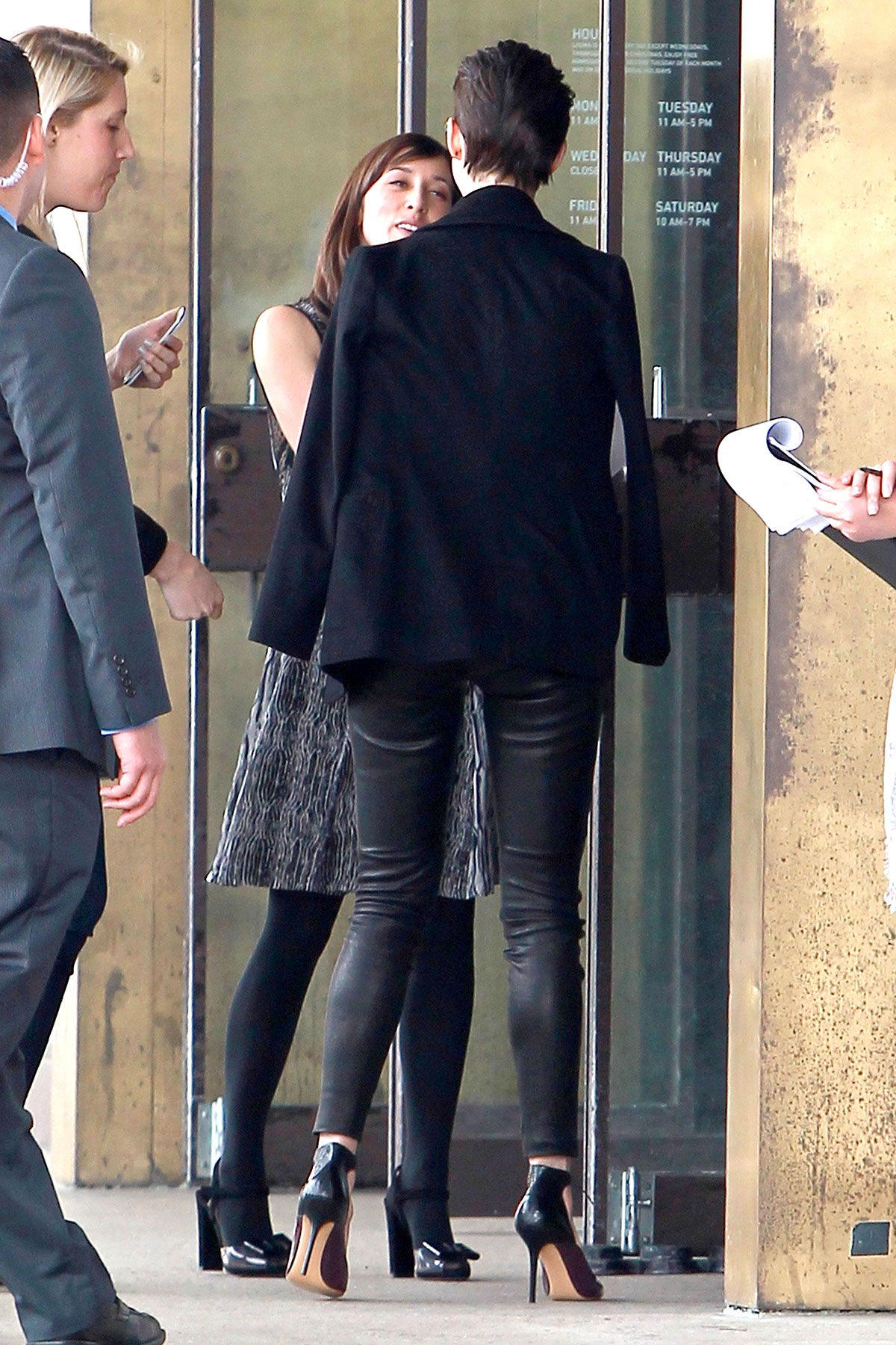 Anne Hathaway arriving at meeting in Culver City