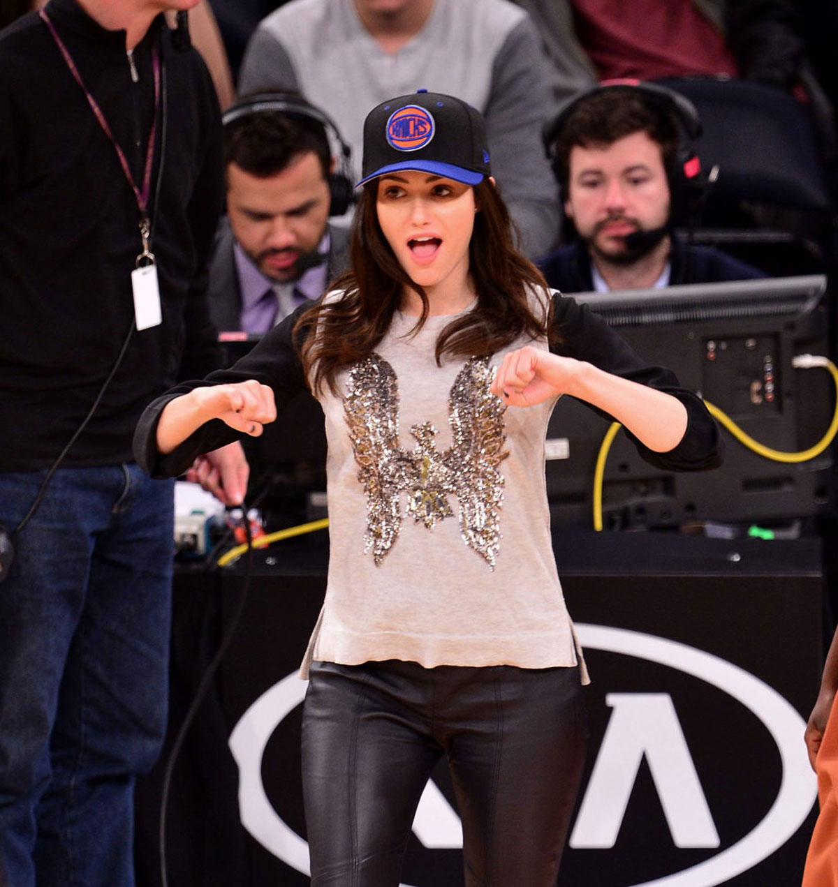 Emmy Rossum attends the Knicks Game in NY