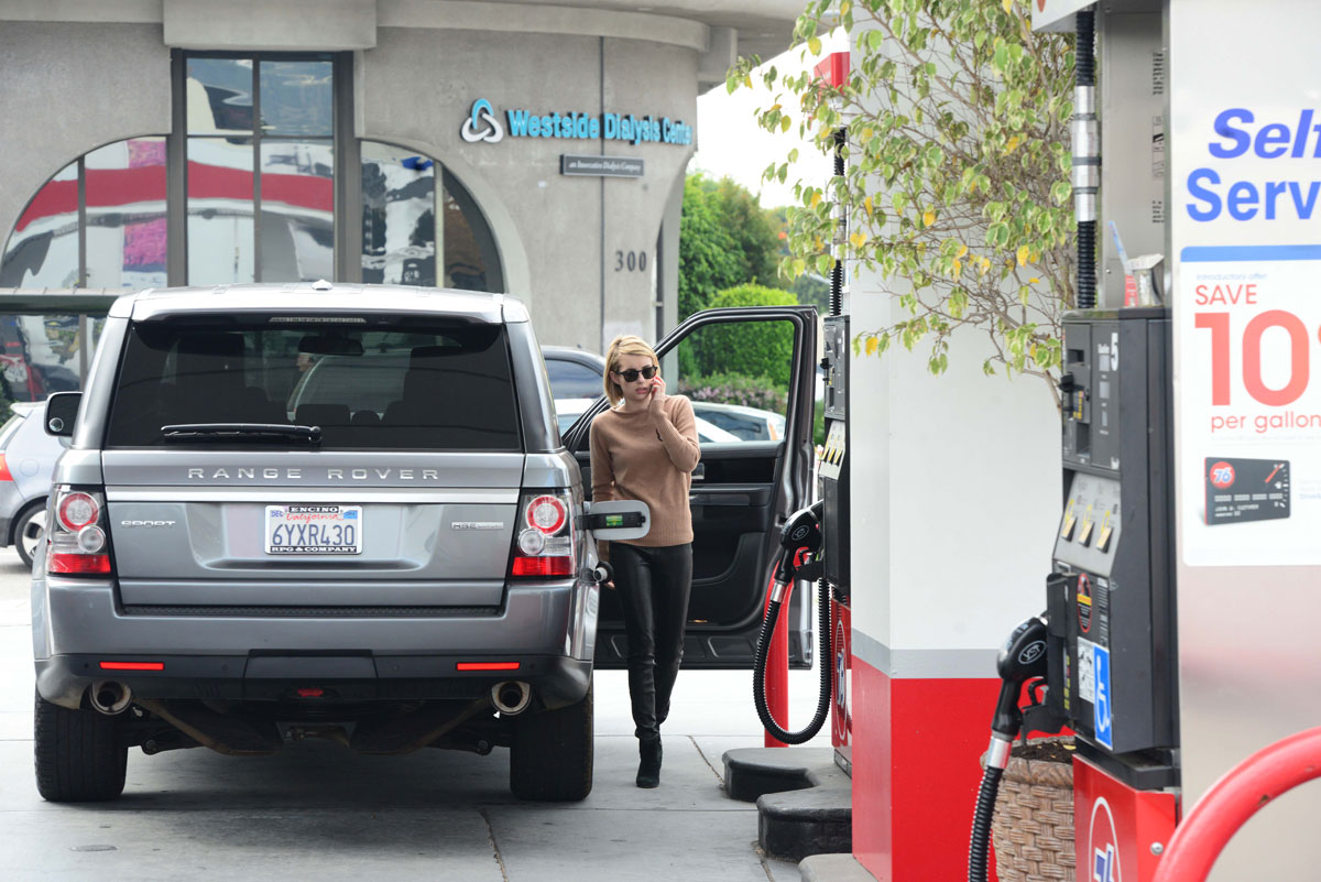 Emma Roberts stops by a gas station in West Hollywood