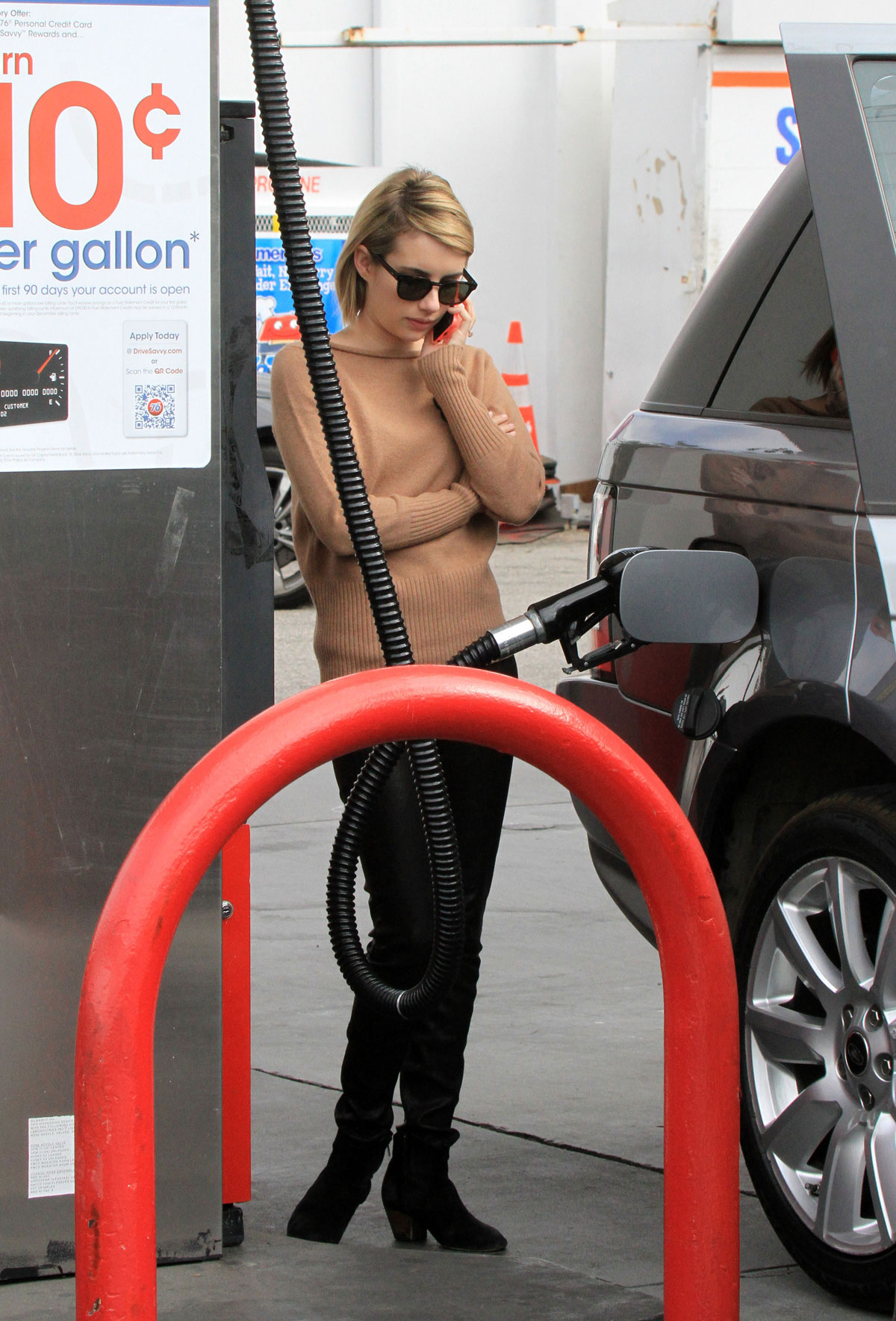 Emma Roberts stops by a gas station in West Hollywood