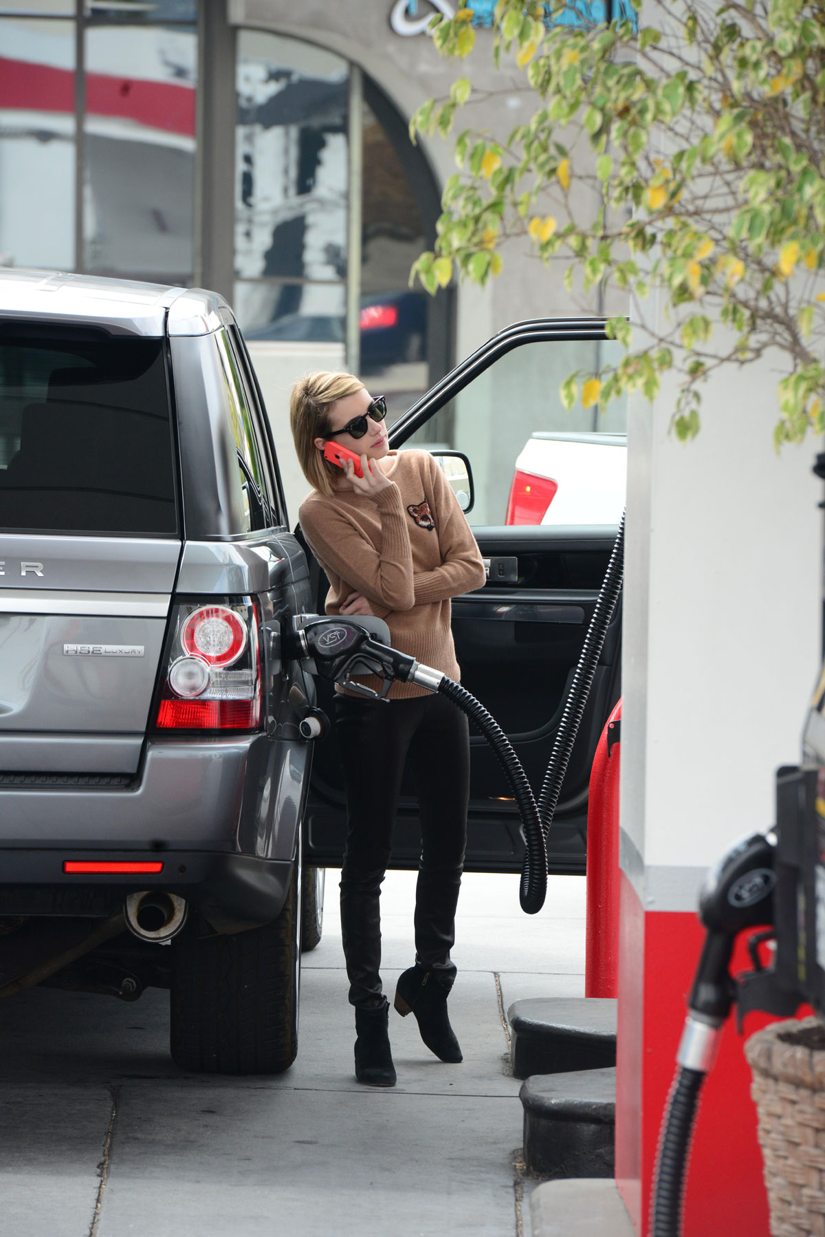 Emma Roberts stops by a gas station in West Hollywood