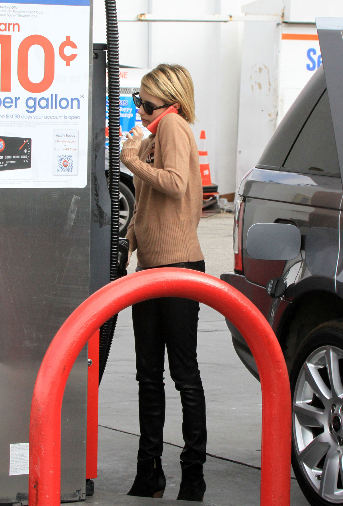 Emma Roberts stops by a gas station in West Hollywood