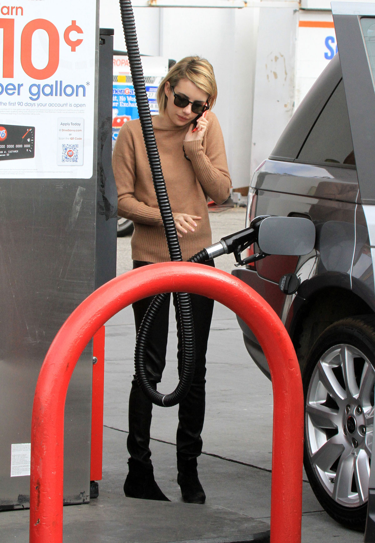 Emma Roberts stops by a gas station in West Hollywood