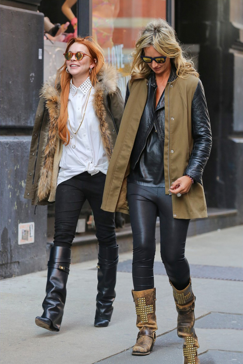 Lindsay Lohan taking a stroll with former model Lady Victoria Hervey