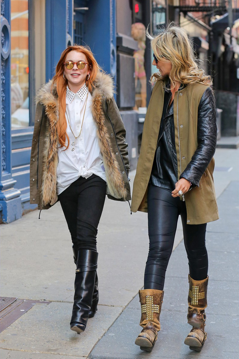 Lindsay Lohan taking a stroll with former model Lady Victoria Hervey