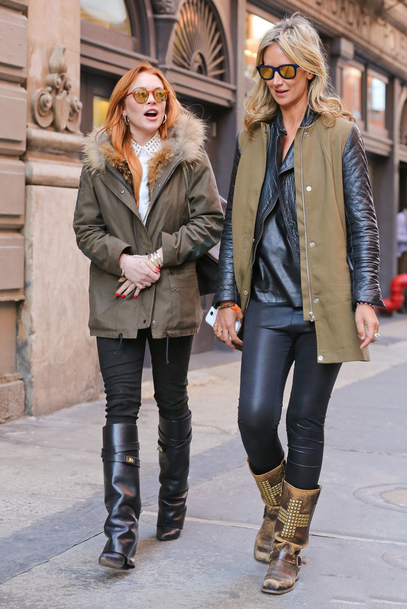 Lindsay Lohan taking a stroll with former model Lady Victoria Hervey