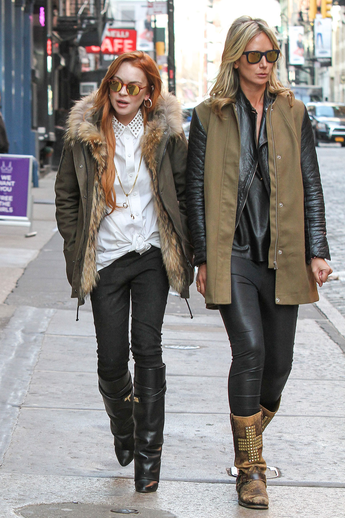 Lindsay Lohan taking a stroll with former model Lady Victoria Hervey