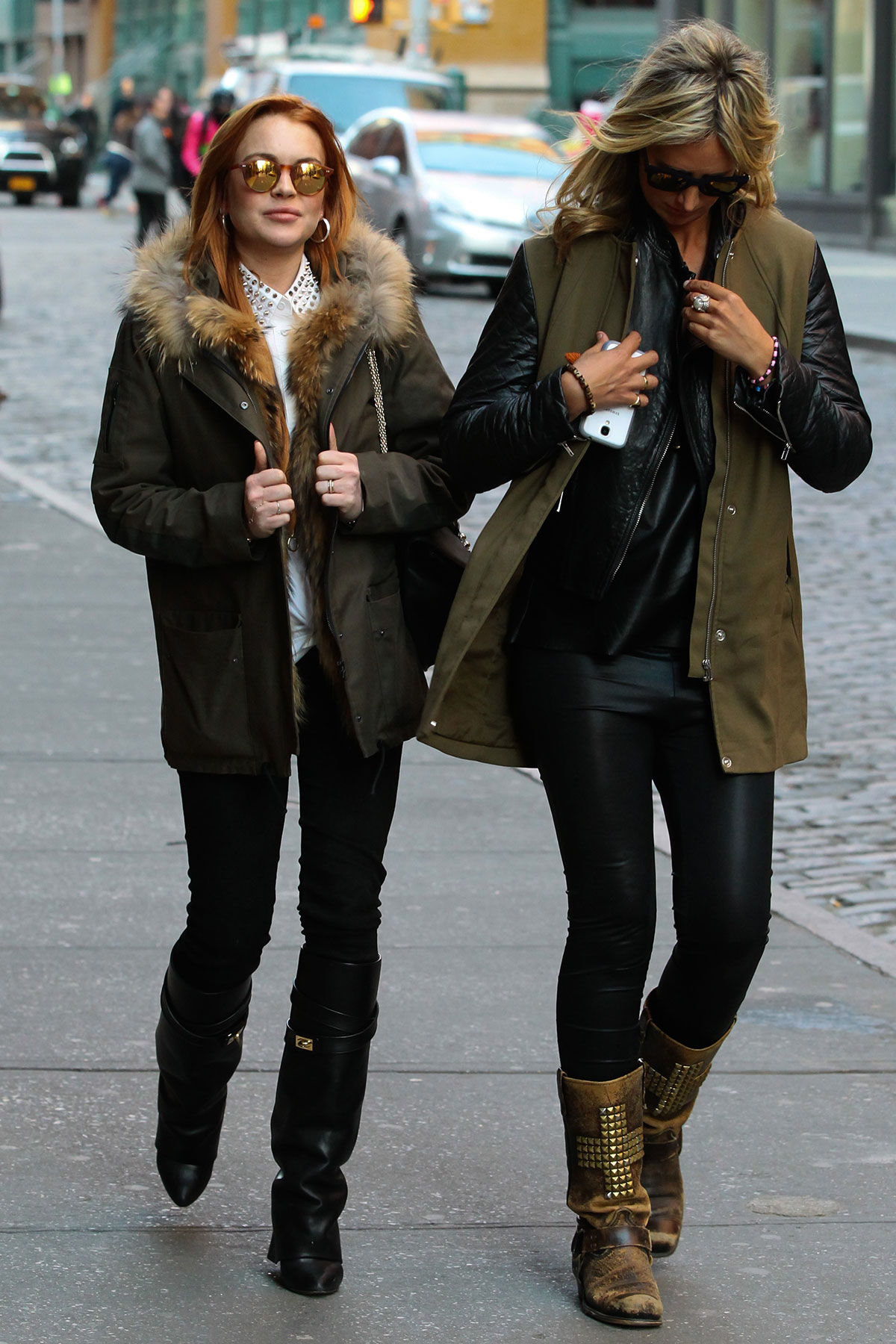 Lindsay Lohan taking a stroll with former model Lady Victoria Hervey