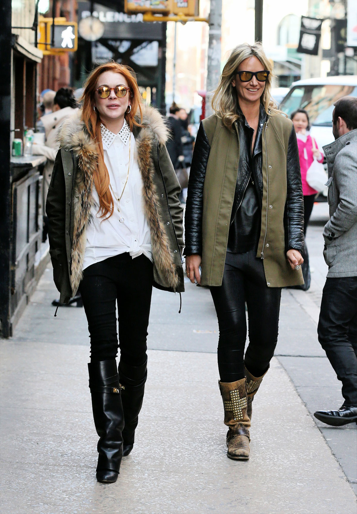 Lindsay Lohan taking a stroll with former model Lady Victoria Hervey