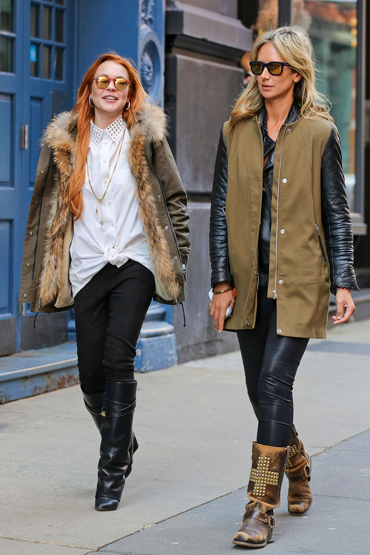 Lindsay Lohan taking a stroll with former model Lady Victoria Hervey