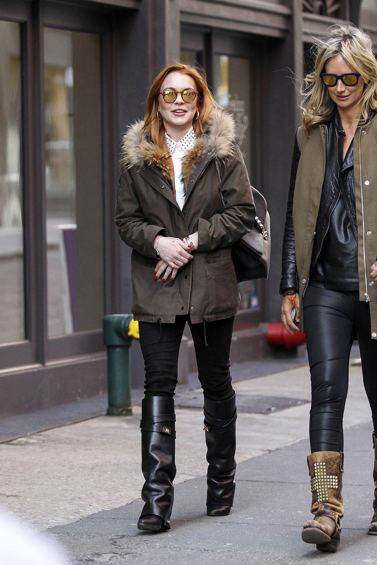 Lindsay Lohan taking a stroll with former model Lady Victoria Hervey