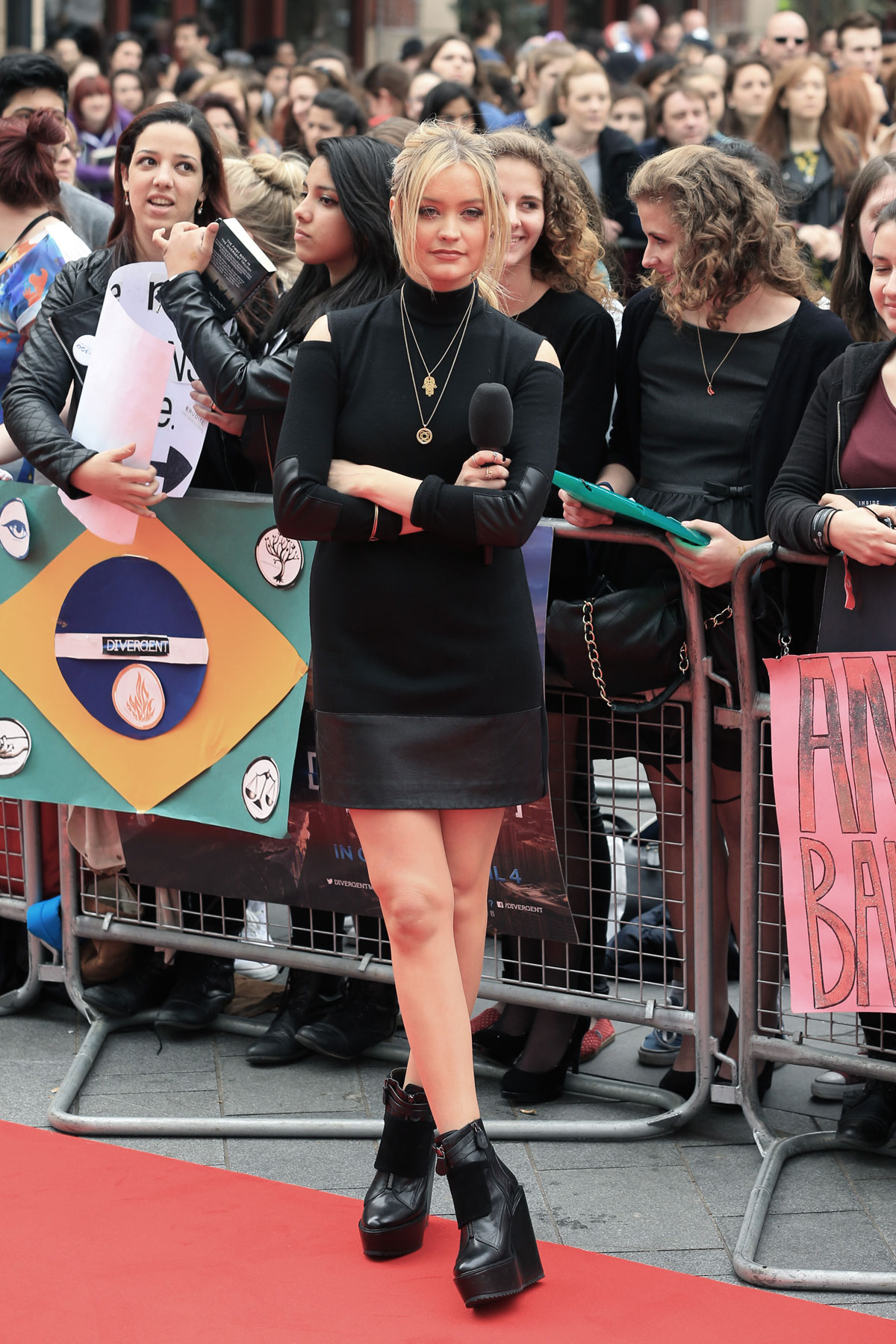 Laura Whitmore attends the European premiere of Divergent