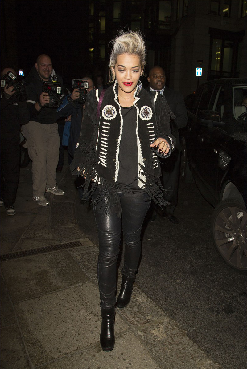 Rita Ora arrives at The Dorchester Hotel