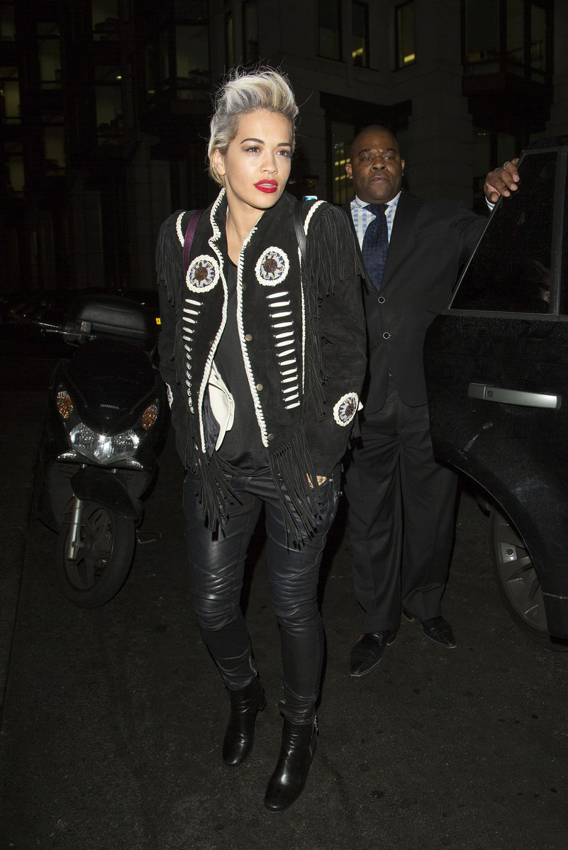 Rita Ora arrives at The Dorchester Hotel