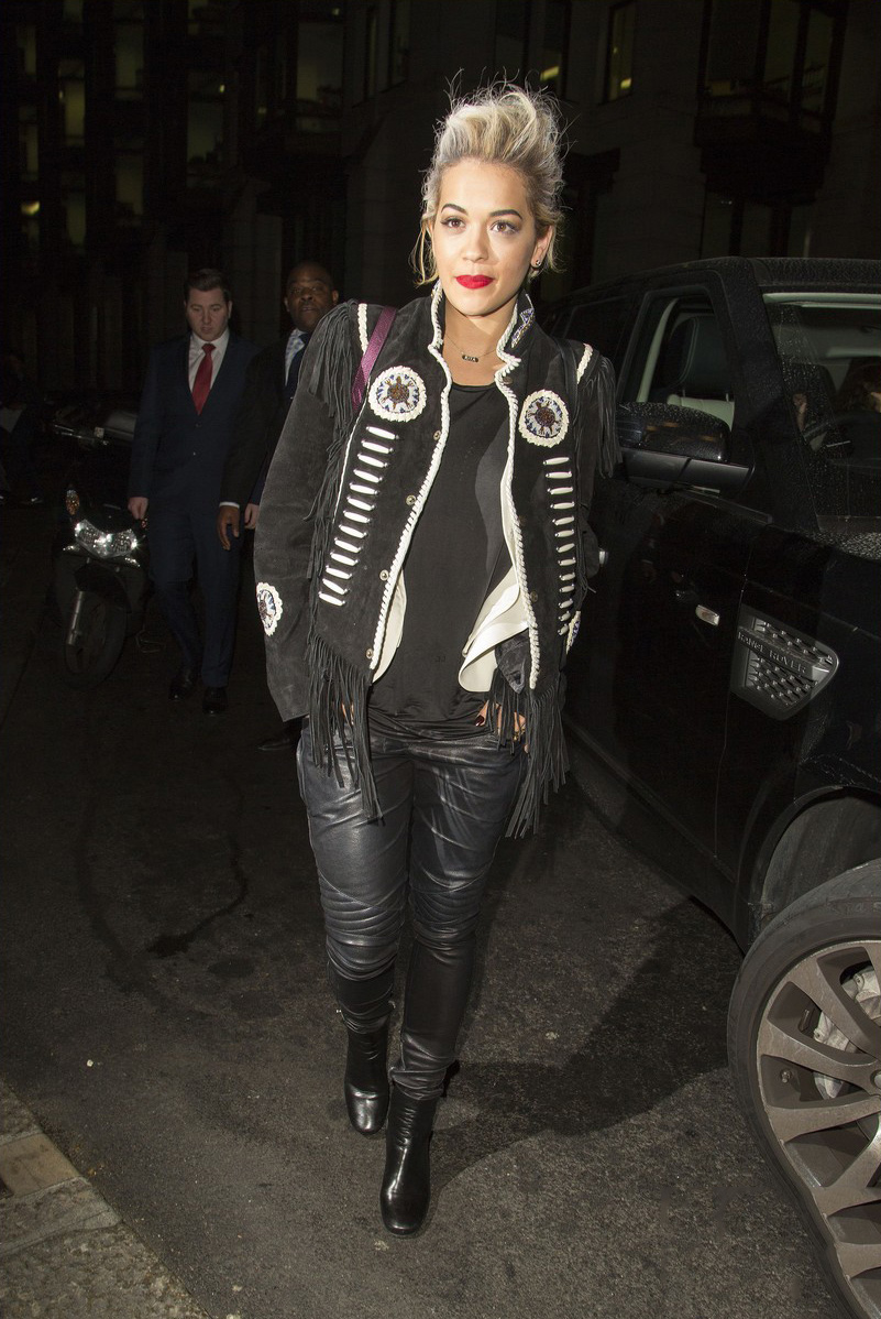 Rita Ora arrives at The Dorchester Hotel