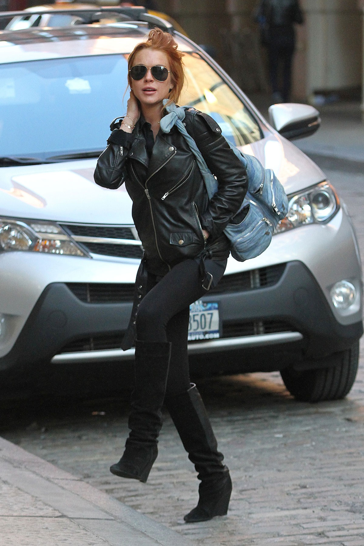 Lindsay Lohan strolled through SoHo