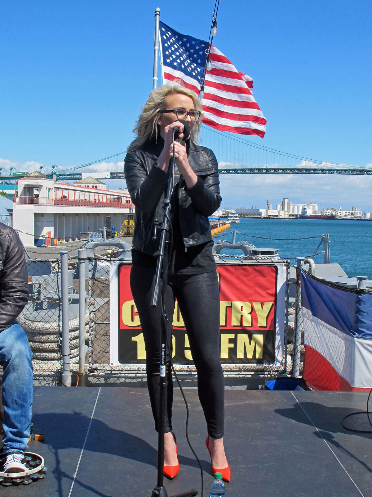 Jamie Lynn Spears performs at a concert on USS Iowa San Pedro