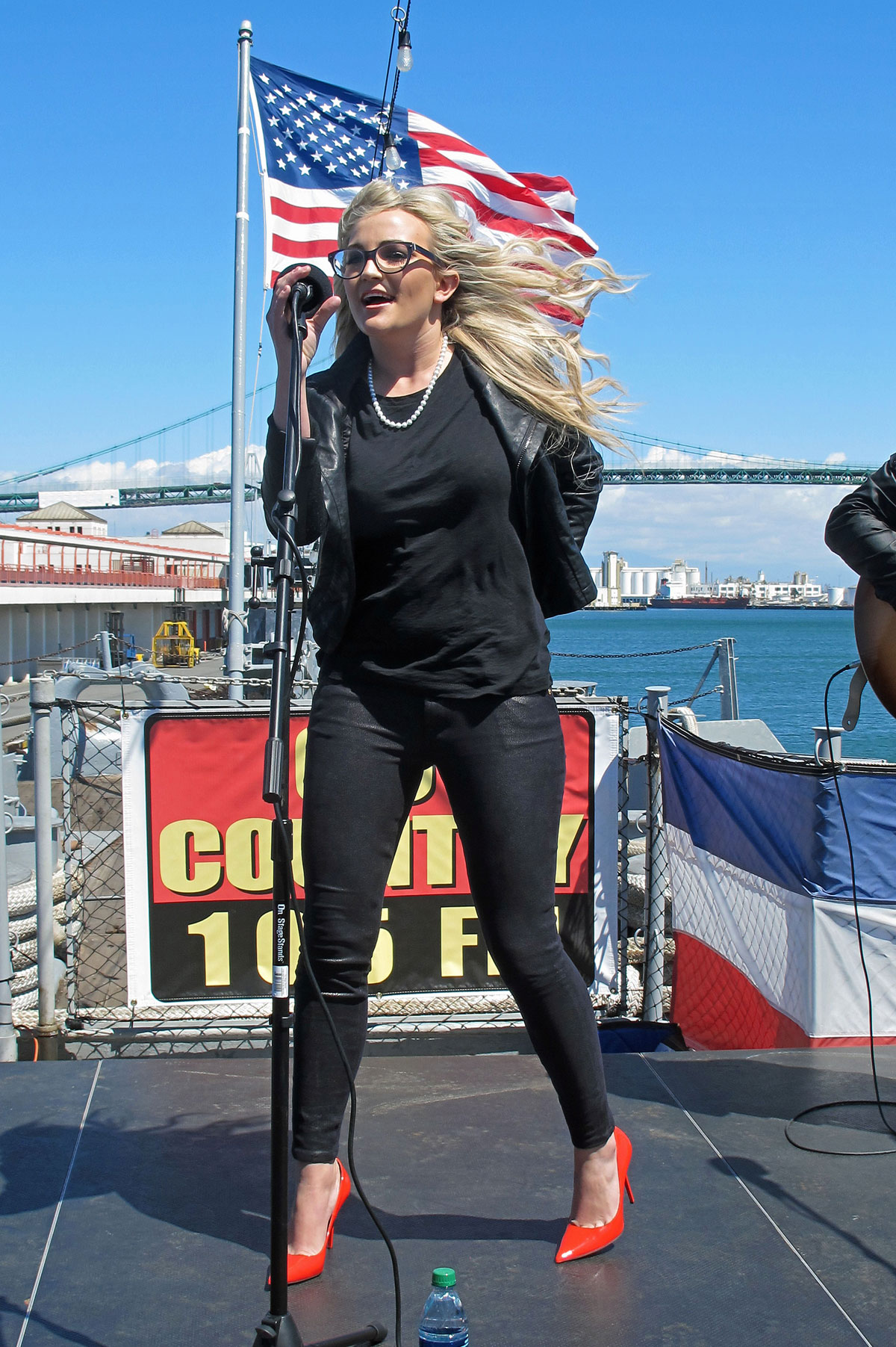 Jamie Lynn Spears performs at a concert on USS Iowa San Pedro