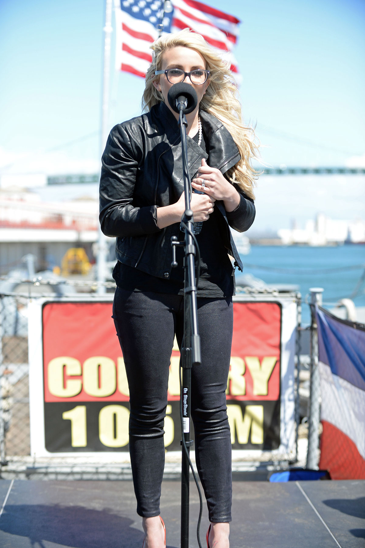 Jamie Lynn Spears performs at a concert on USS Iowa San Pedro