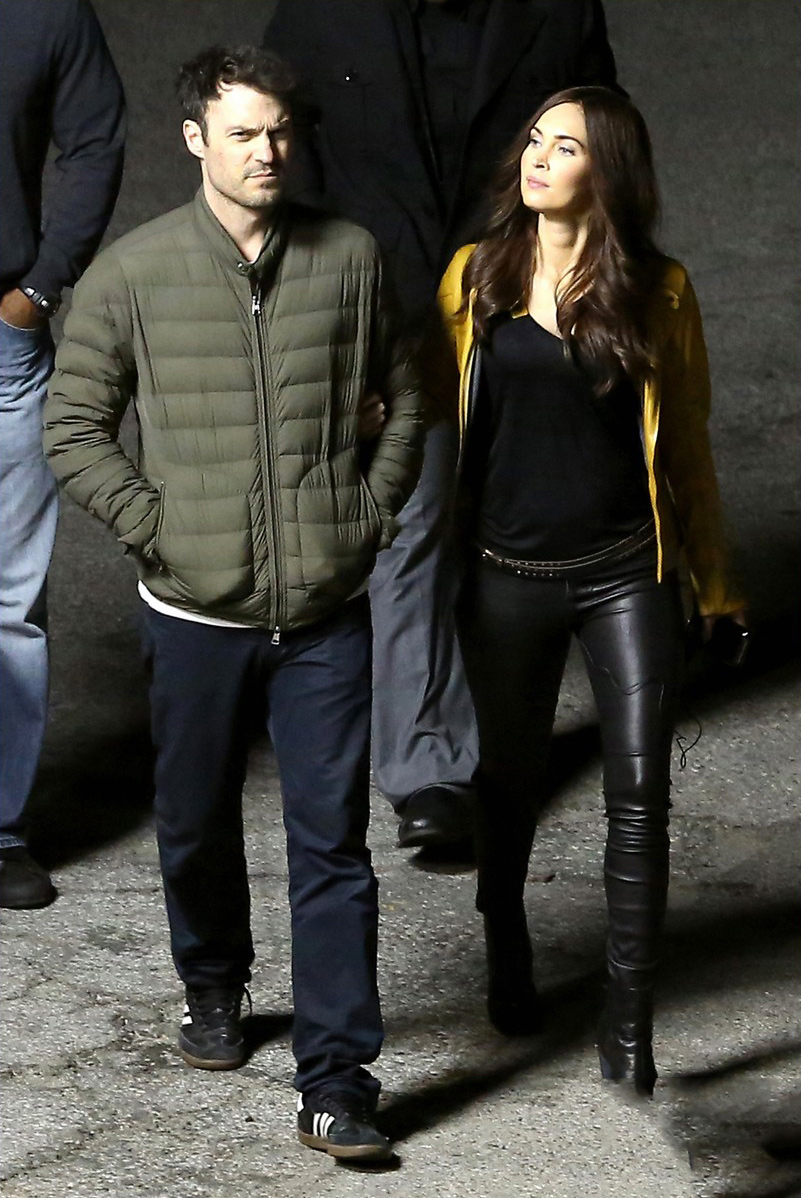 Megan Fox on the Teenage Mutant Ninja Turtles set