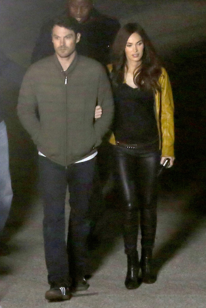 Megan Fox on the Teenage Mutant Ninja Turtles set