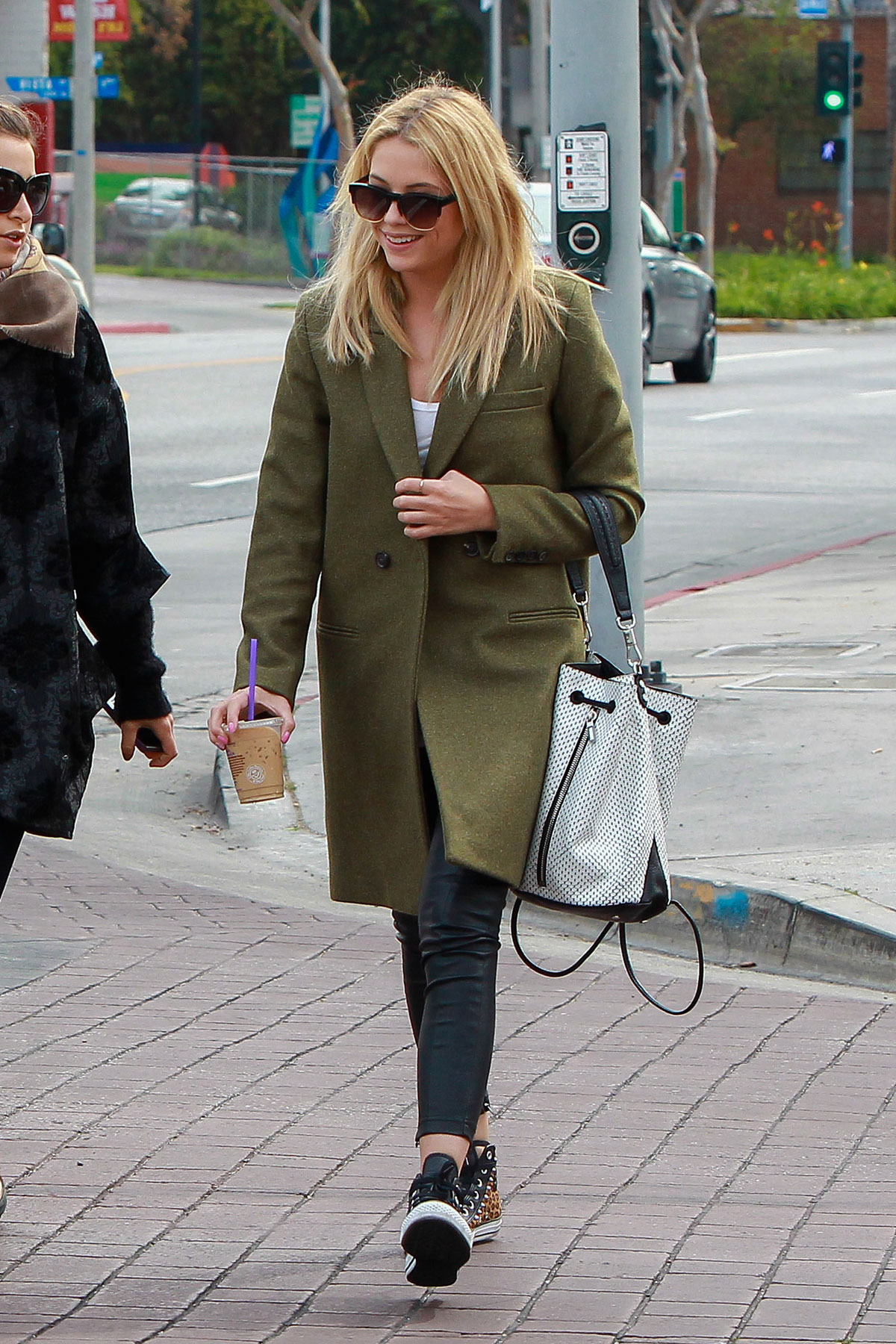 Ashley Benson grabs lunch with a friend