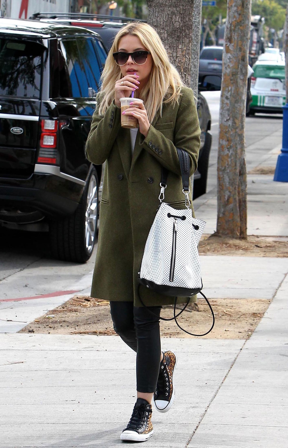 Ashley Benson grabs lunch with a friend