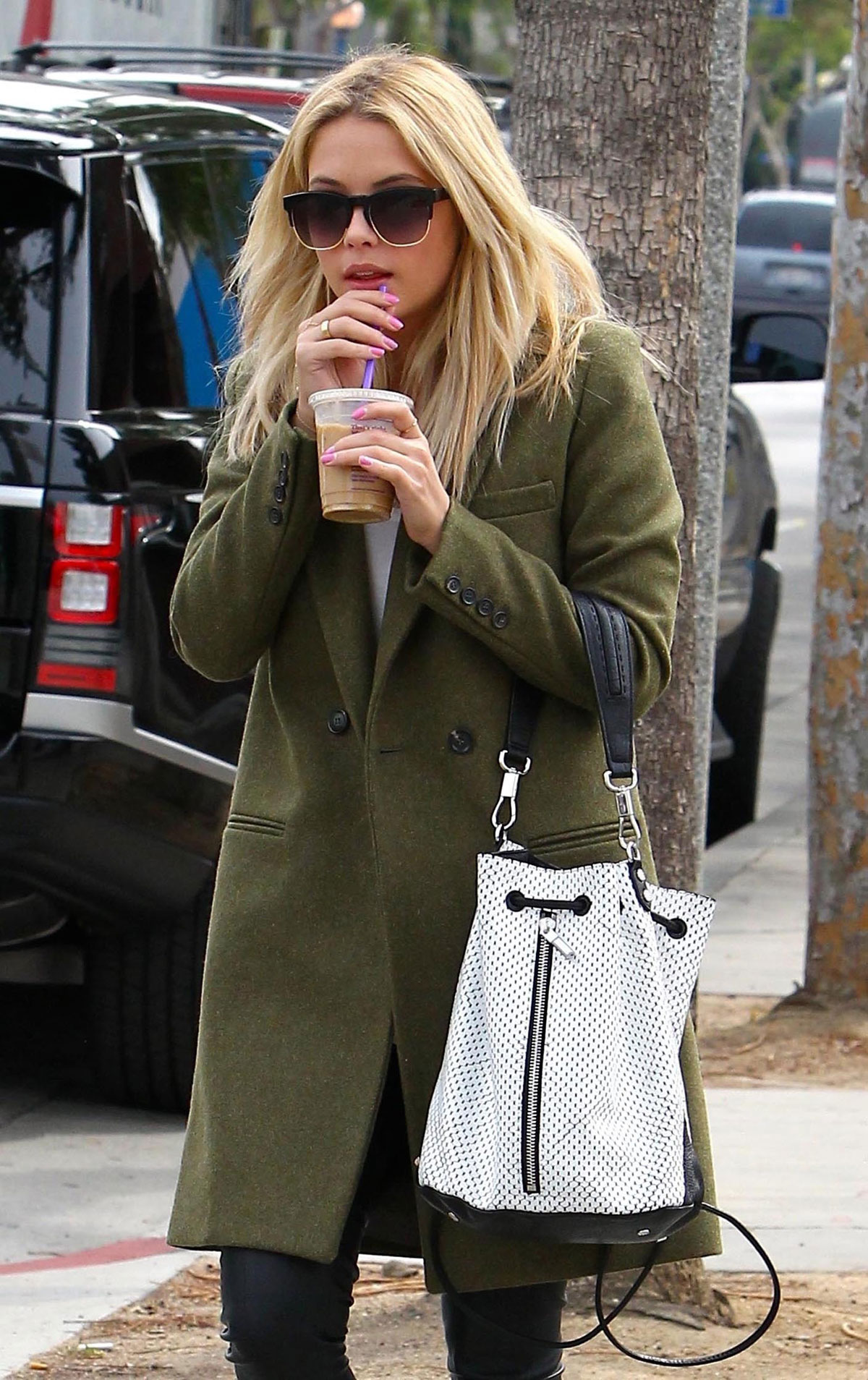 Ashley Benson grabs lunch with a friend